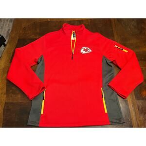 Preowned Kansas City Chiefs NFL Team Apparel Red Quarter Zip Pullover Exc Cond M